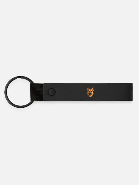 Polygon Schäferhund – Geometrisches Hundedesign - Matte PU Schlüsselanhänger - Schwarz