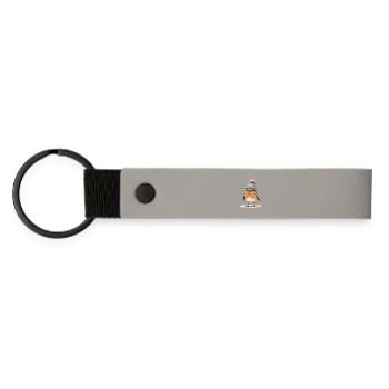 Robin in Knit Winter Hat - Matte Pu Keyring - light grey - Front