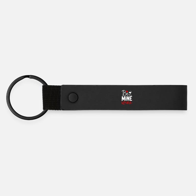 Funny Be Mine Wine Valentine's Day Wine Lover - Matte Pu Keyring - black