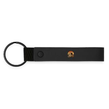 Snow Leopard Red Panda - Matte Pu Keyring - black - Front