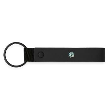 Geometric Triangle Mosaic - Matte Pu Keyring - black - Front