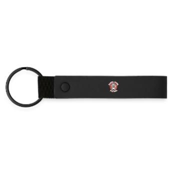 Santa Paws Patrol Weihnachten Hundemotiv - Matte PU Schlüsselanhänger - Schwarz - Vorne