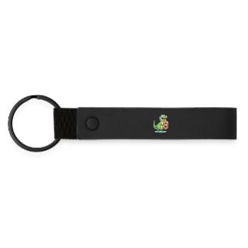 Dino 8 Birthday Funny Cute Kids Gift 8 Years - Matte Pu Keyring - black - Front