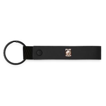 Hase im Hängematten Gaming - Matte PU Schlüsselanhänger - Schwarz - Vorne