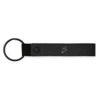 Ich wünsche dir einen schönen Tag, Floral - Matte PU Schlüsselanhänger - Schwarz - Vorne