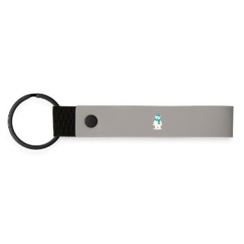 Un joli ours polaire avec chapeau et écharpe - Porte-clés en PU mat - gris clair - Devant