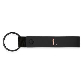 Pastel L florales Monogramm - Matte PU Schlüsselanhänger - Schwarz - Vorne