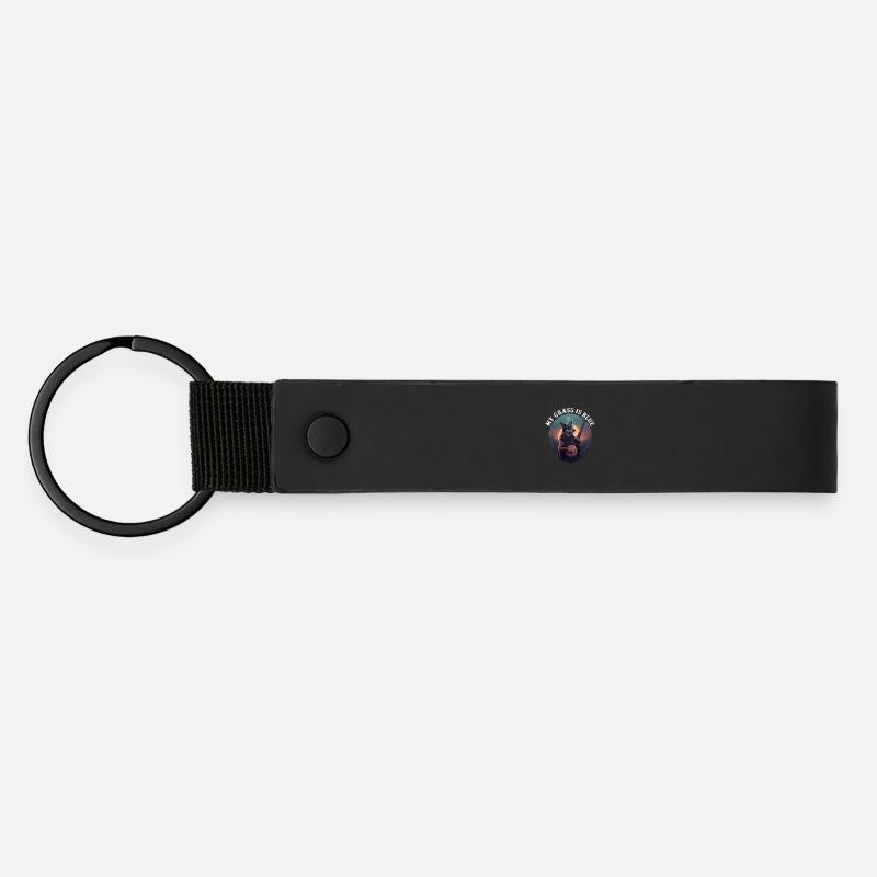 Banjo jouant du chien Mon herbe est bleue - Porte-clés en PU mat - noir