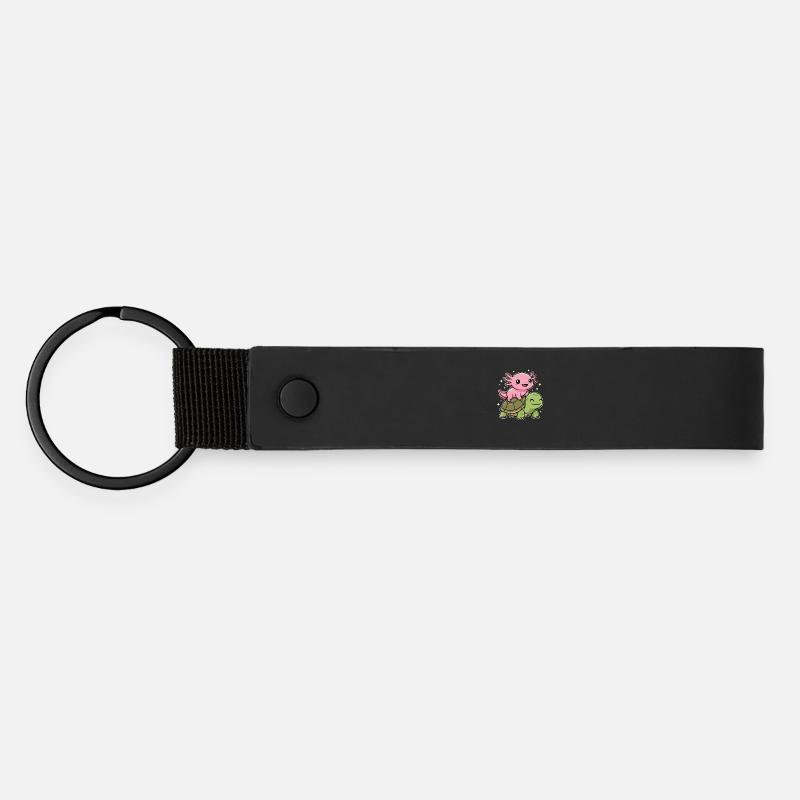 Axolotl and turtle - Matte Pu Keyring - black