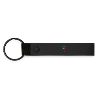 Split Face Horror GreenRed - Matte Pu Keyring - black - Front