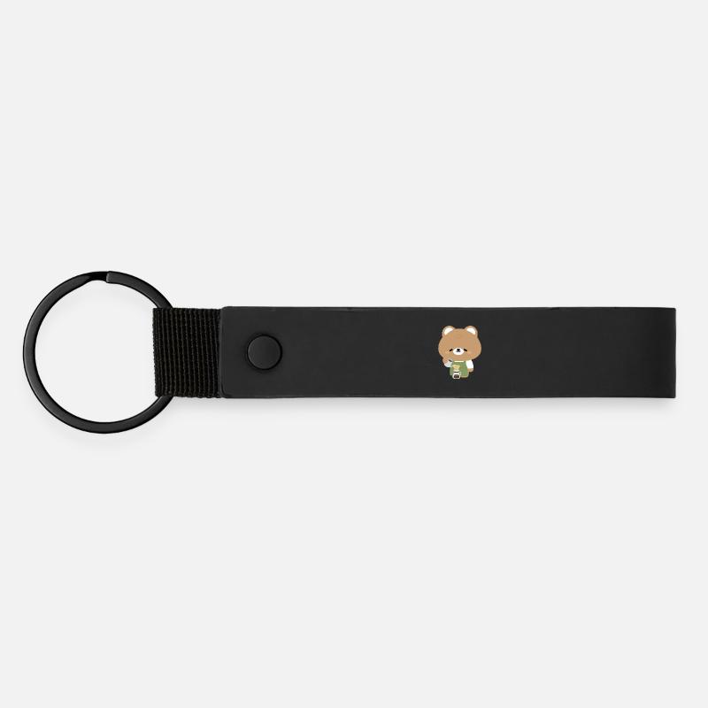 Bear Barista Coffee Pour Over - Matte Pu Keyring - black