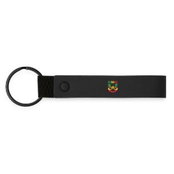 Reggae Sunset Palm Paradise - Matte PU Schlüsselanhänger - Schwarz - Vorne