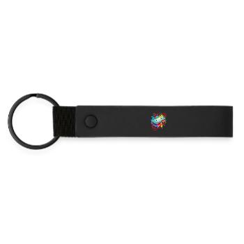 Cassette musicale colorée – graffiti rétro - Porte-clés en PU mat - noir - Devant