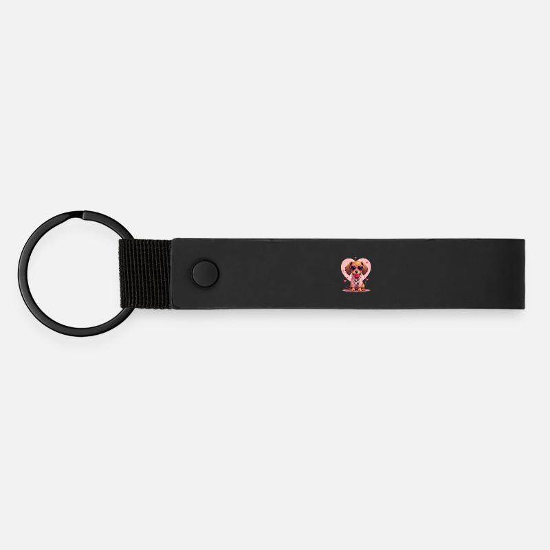 Dackel Dachshund Tekel - Matte Pu Keyring - black
