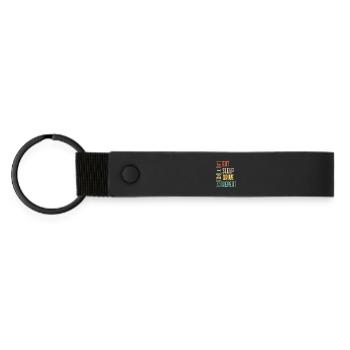 Essen, schlafen, fahren, wiederholen - Matte PU Schlüsselanhänger - Schwarz - Vorne