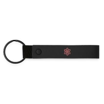 Atom Symbol Physik Kern - Matte PU Schlüsselanhänger - Schwarz - Vorne