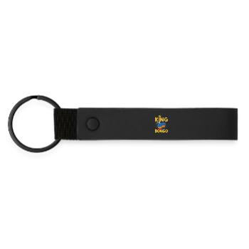 King Bongo Retro Percussion Drummer Design - Matte PU Schlüsselanhänger - Schwarz - Vorne