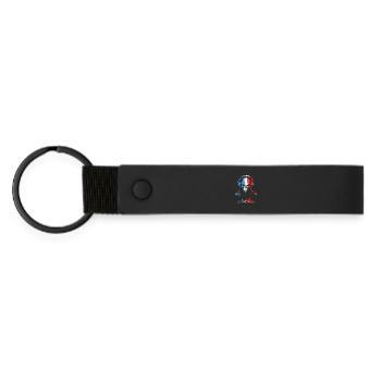 Headphone Skull in Tricolor - Matte Pu Keyring - black - Front