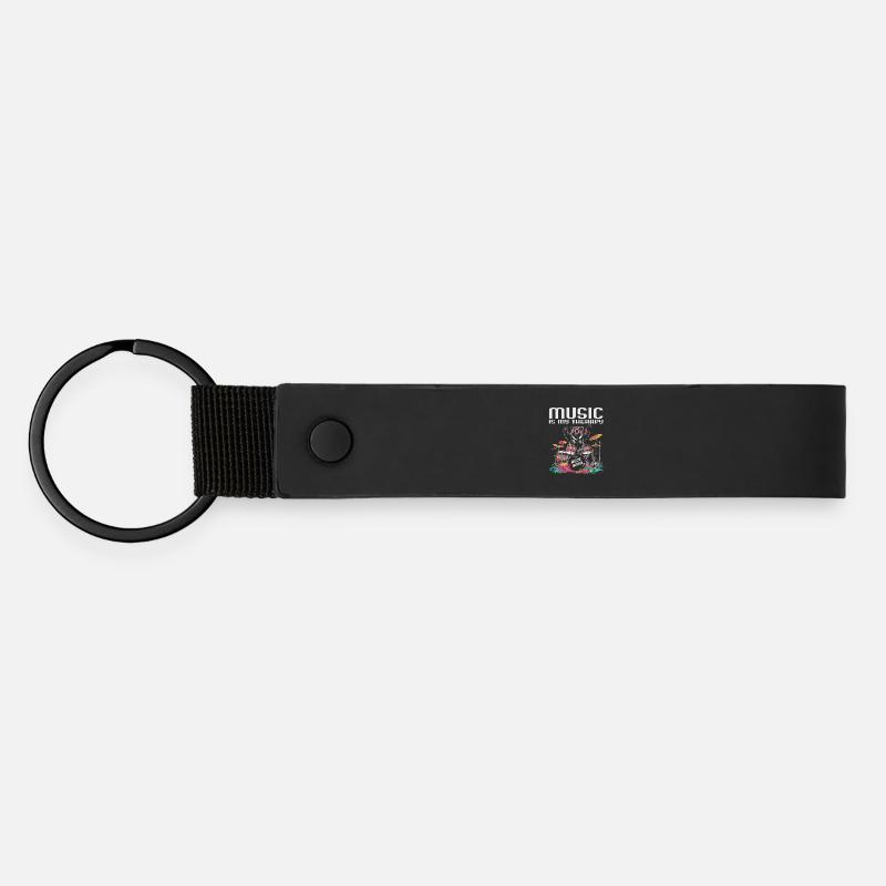 music is my therapy - Matte Pu Keyring - black