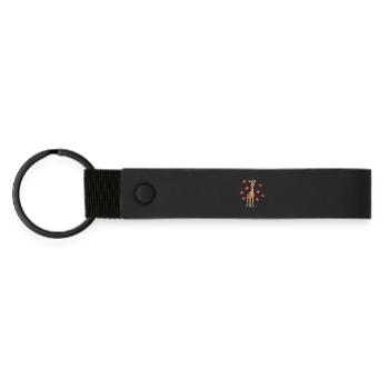 Baby Giraffe Hearts Summer - Matte Pu Keyring - black - Front