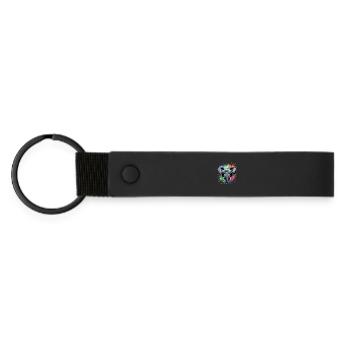 Colorful Elephant Watercolor Splash - Matte Pu Keyring - black - Front