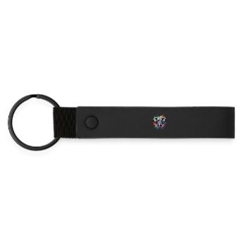 Colorful Elephant Watercolor Splash - Matte Pu Keyring - black - Front
