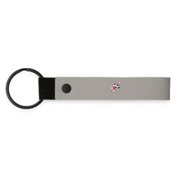 Red and White Melting Icecream Football Ball Art - Matte Pu Keyring - light grey - Front