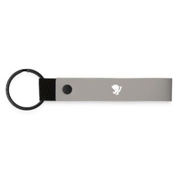 Dragon Silhouette in Bold Monochrome - Matte Pu Keyring - light grey - Front
