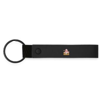 Muskulöses Schwein schnibbelt Salat - Matte PU Schlüsselanhänger - Schwarz - Vorne