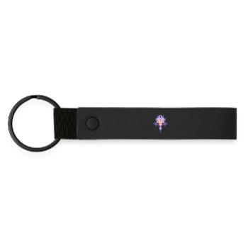 Abstract Iris Blossom Luminous Floral Design - Matte Pu Keyring - black - Front
