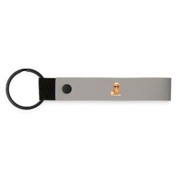 Bear Traveling, Vacation, Adventure, Animal Motif - Matte Pu Keyring - light grey - Front