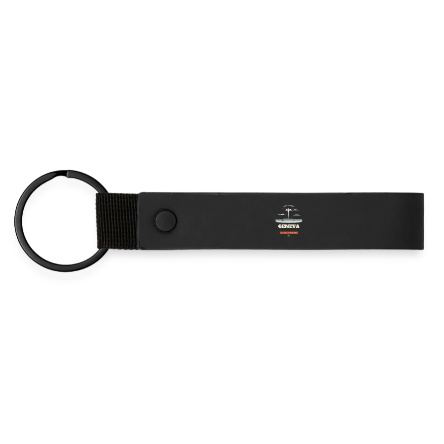 Geneva badge on a matte pu keyring, black