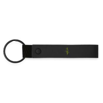 Abstract image / green / pattern / line - Matte Pu Keyring - black - Front
