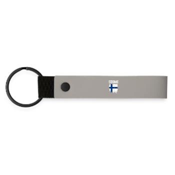 Suomi Distressed Finnish Flag - Matte Pu Keyring - light grey - Front