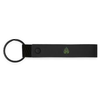 Lindenblatt - Kunstdruck / BLATT - Wald Natur - Matte PU Schlüsselanhänger - Schwarz - Vorne