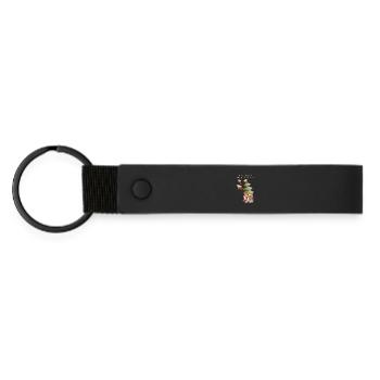 Frohes gesegnetes Weihnachtsfest beige Christbaum - Matte PU Schlüsselanhänger - Schwarz - Vorne