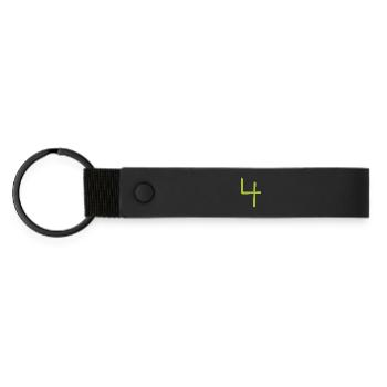 4 Numéro quatre numéro anniversaire vert - Porte-clés en PU mat - noir - Devant