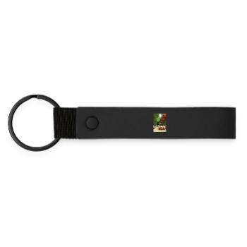 Outdoor Asian Cafe - Matte Pu Keyring - black - Front