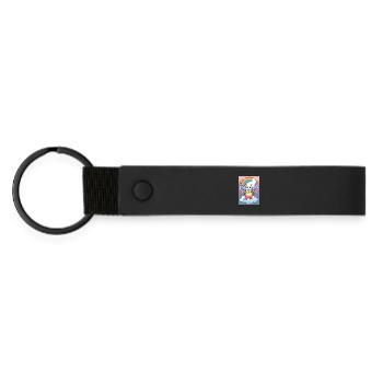 Ange chat mignon - Porte-clés en PU mat - noir - Devant