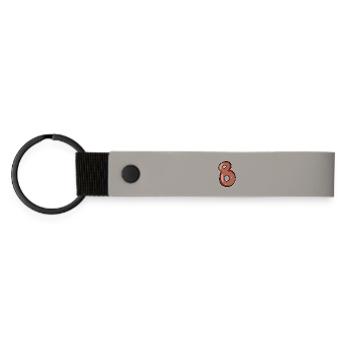 Number 8 Number Eight Motif Brown - Matte Pu Keyring - light grey - Front
