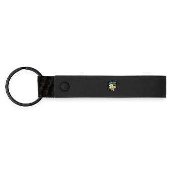 Summery Beach and Drink Motif - Matte Pu Keyring - black - Front