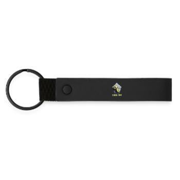 Avocado Print with Whimsical Cupcake Motif - Matte Pu Keyring - black - Front