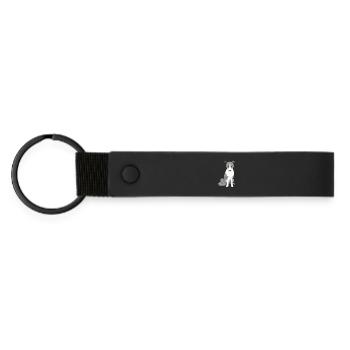 Border Collie Side Eye - Matte Pu Keyring - black - Front