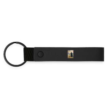 Nun chops wood - Matte Pu Keyring - black - Front