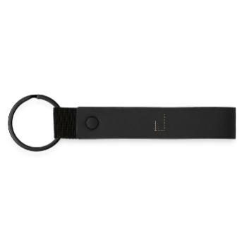 Plante étoile dorée sur le bord - Porte-clés en PU mat - noir - Devant