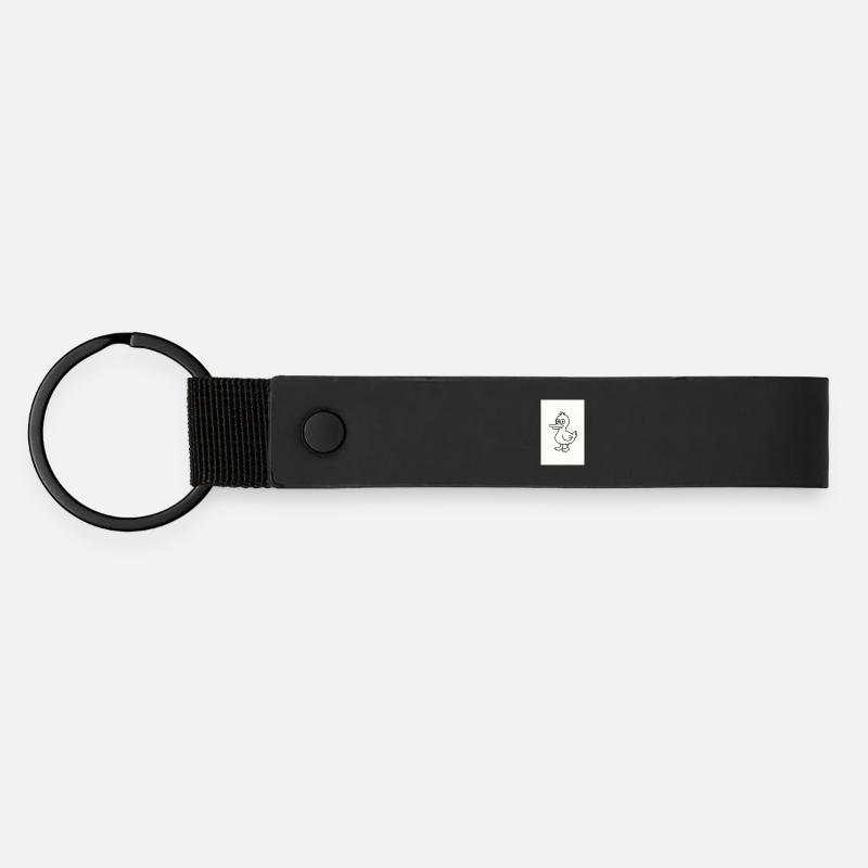 Whimsical Duck Line Sketch - Matte Pu Keyring - black