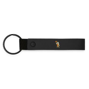 Basketball-Katzen-Maskottchen in Orange - Matte PU Schlüsselanhänger - Schwarz - Vorne