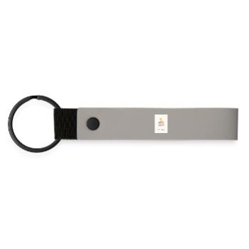 Restez au chaud – drôle de discours de cuisine - Porte-clés en PU mat - gris clair - Devant