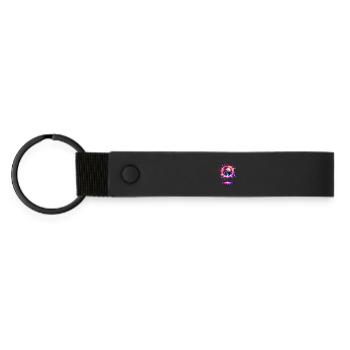 Disco Kugel Neon 80er Design  - Matte PU Schlüsselanhänger - Schwarz - Vorne