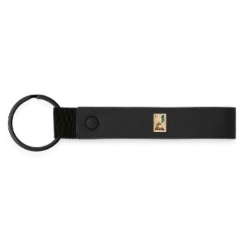 Frog Samurai in Silk Robe with Tea - Matte Pu Keyring - black - Front